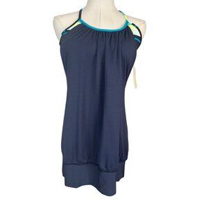 NWT Lululemon Size 8 No Limits Tank Top Navy Built-In Bra & Striped Back Detail